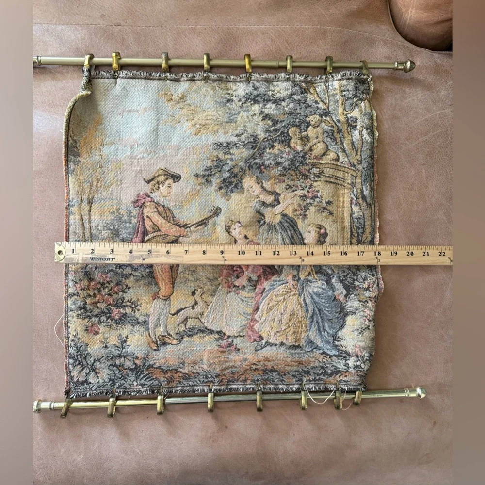 Vintage French Gobelin Tapestry Wall Hanging Pastoral Scene - Picture 5 of 7